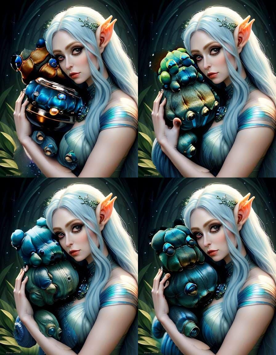 Cute Baby Tardigrade with Teddy Bear in Fantasy Art