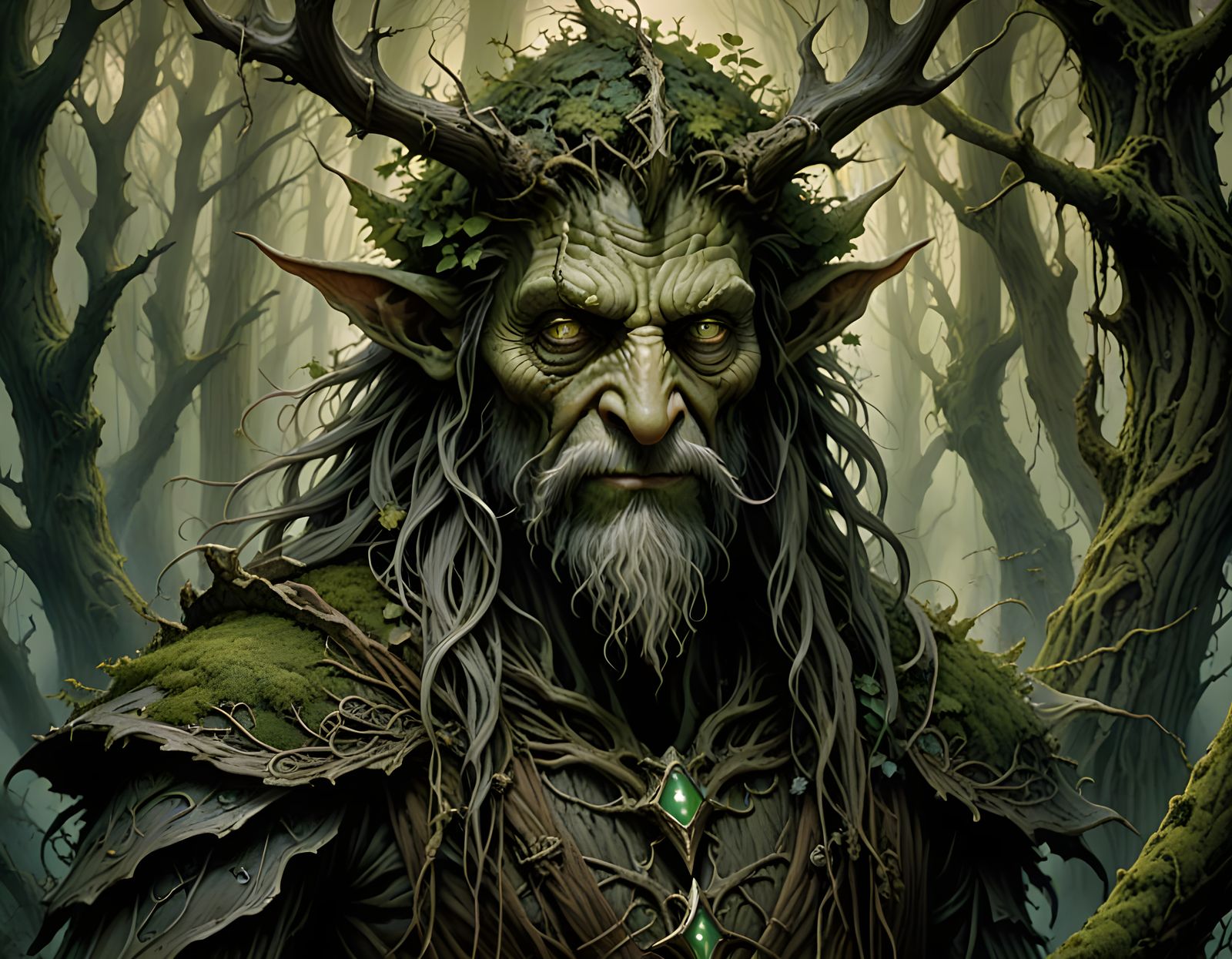 Ancient Ent Stands Tall in Whimsical Forest