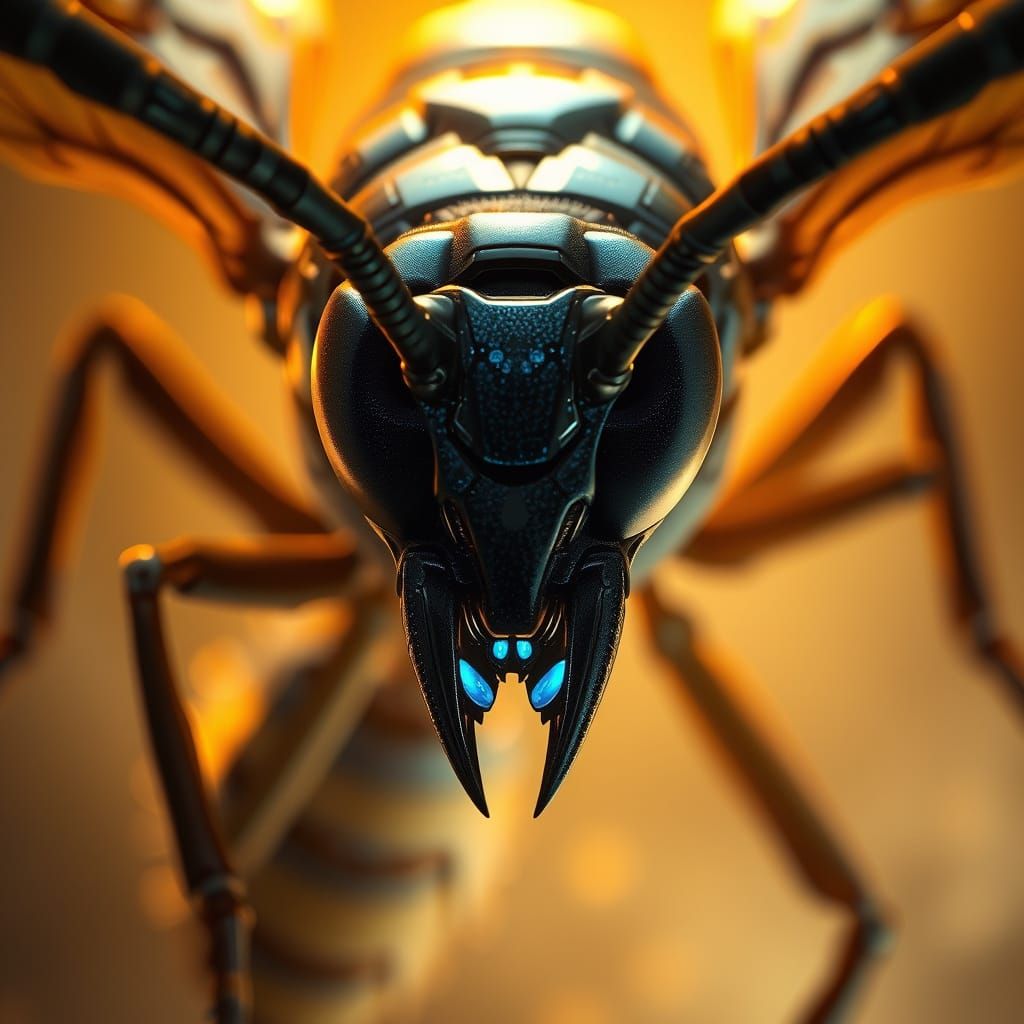 Futuristic Wasp in Dark Biome Style