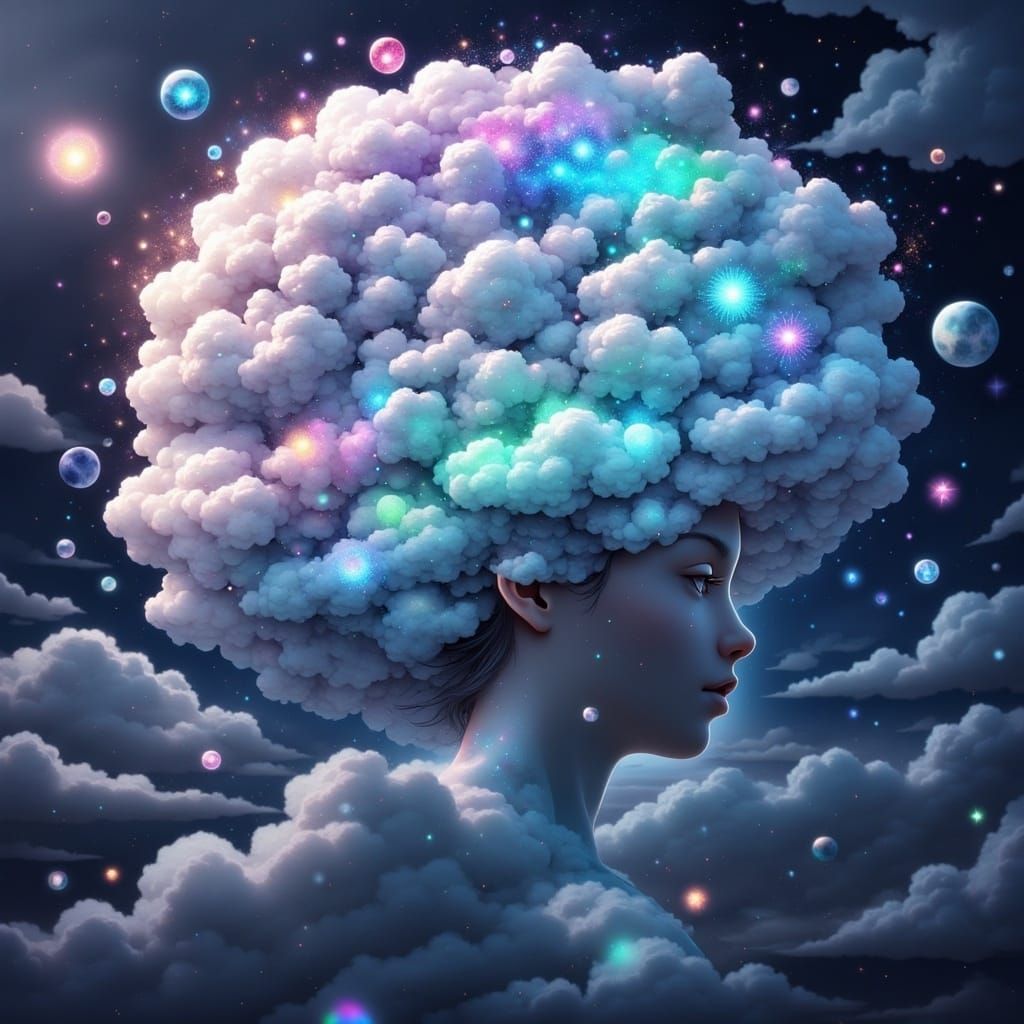Brain as Stormcloud in Cosmic Fantasy Style