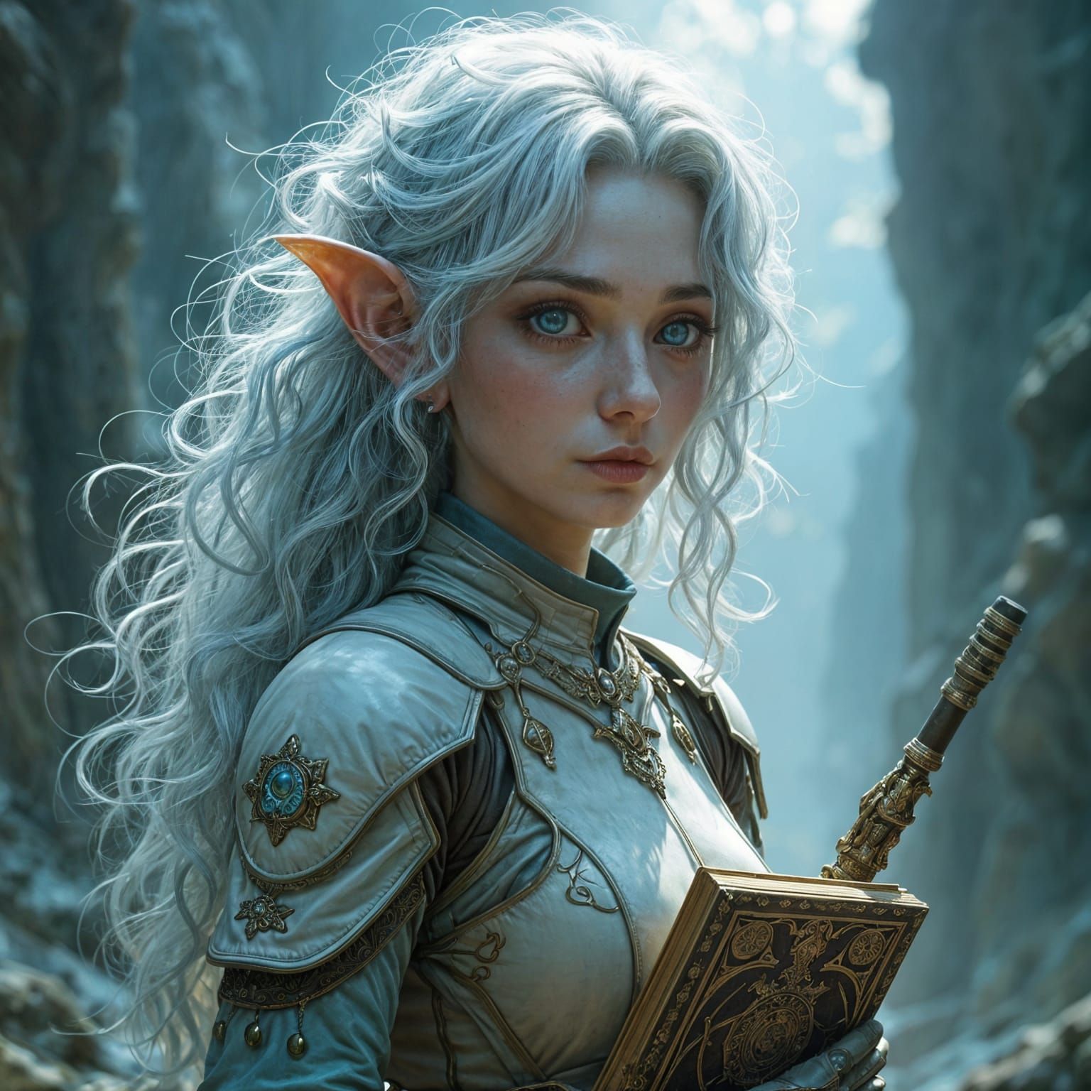Moon Elf with Silver Hair in Digital Painting