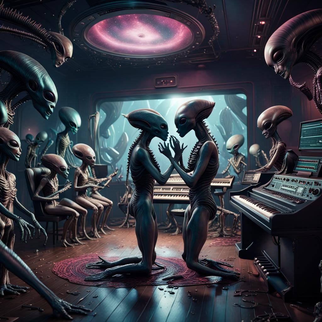 Aliens in a Music Studio: Fantasy Concept Art