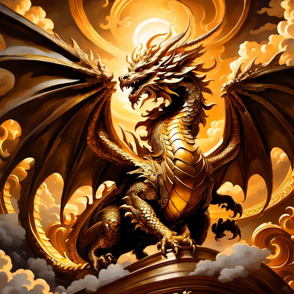 Golden Dragon in Baroque Splendor