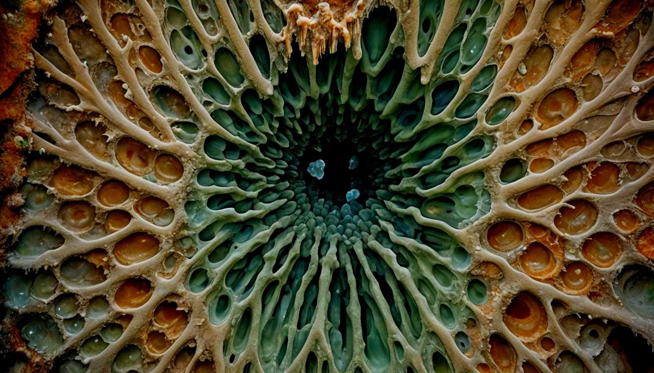 Detailed Cross Section of a Stalactite Formation