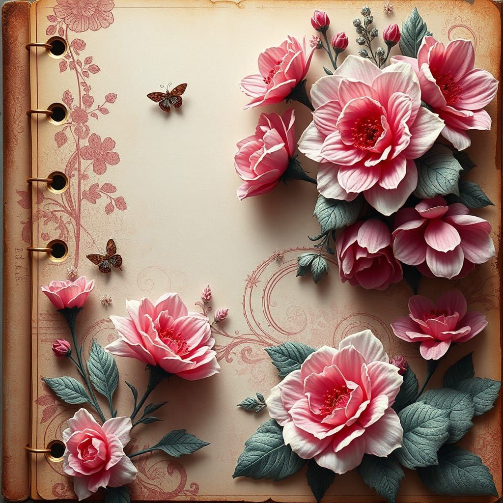 Vintage Floral Journal Pages in Intricate Fantasy Style