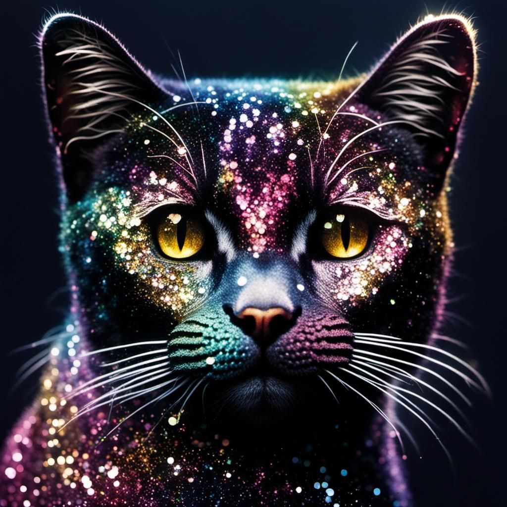 Glitter Cat in Hyperrealistic Style