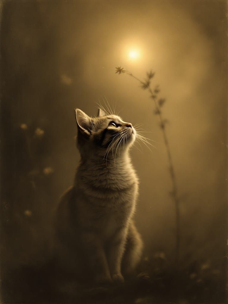 Cat in Gothic Atmosphere with Ethereal Glow