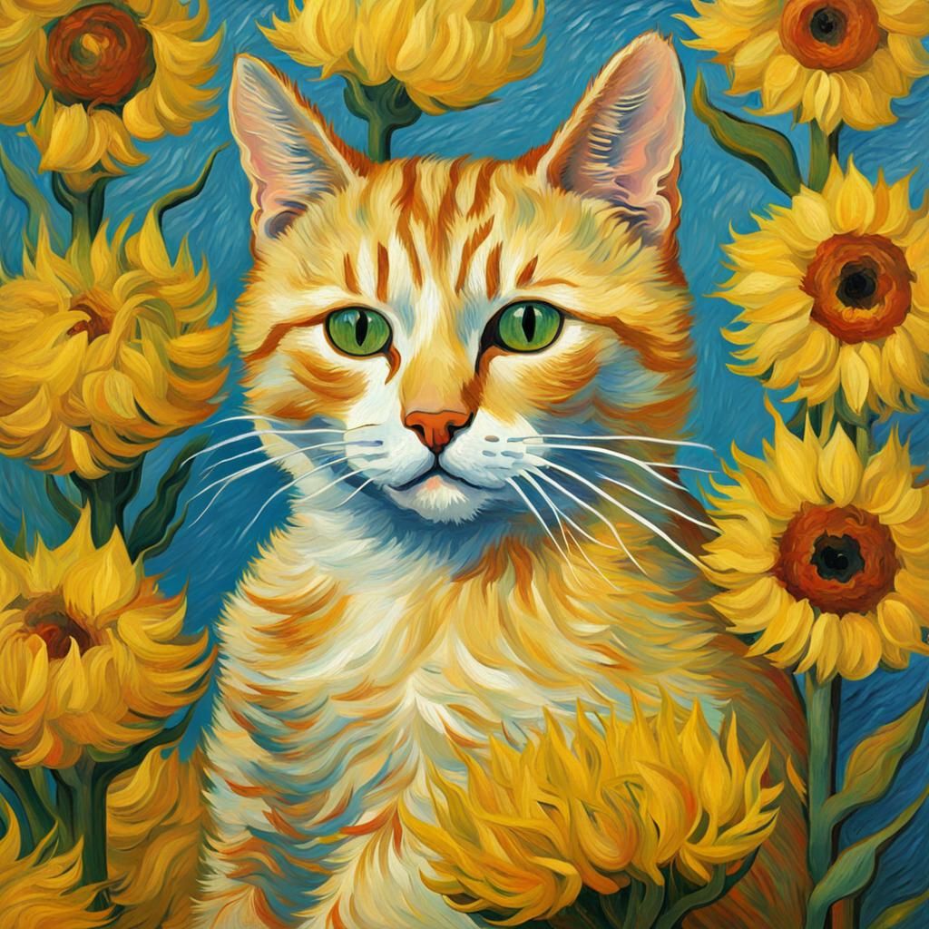 Cat Portrait in Van Gogh Style