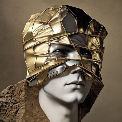 Broken Android Portrait in Art Nouveau Style