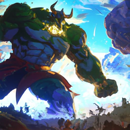World Breaker Hulk vs Rune King Thor in Anime Style