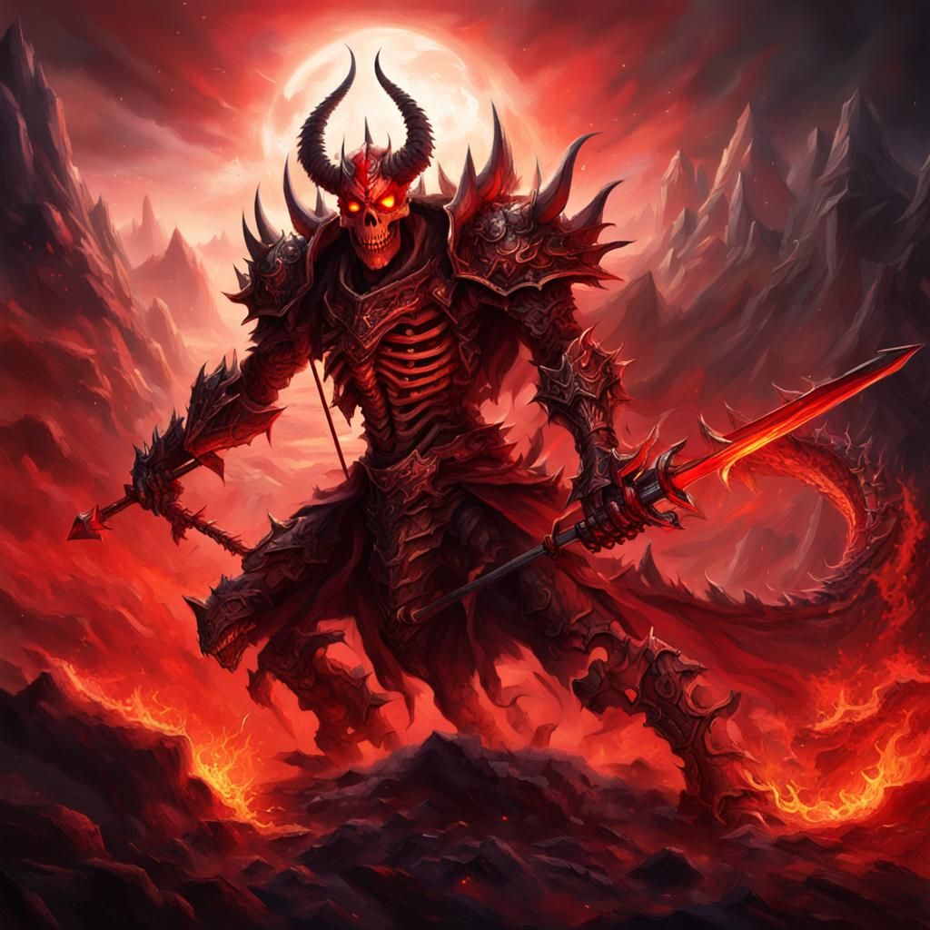 Demonic Skeleton Rider in Hell