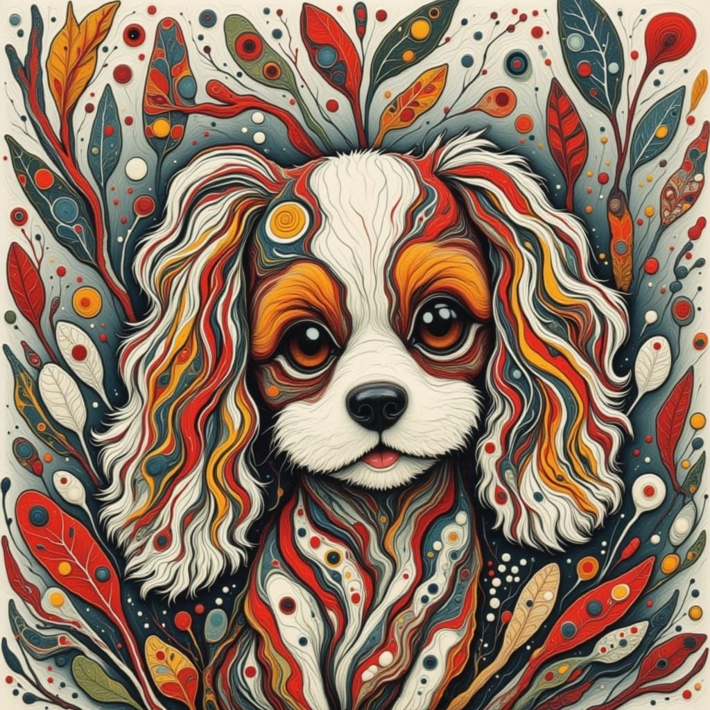 Cute Spaniel in Fluid Cartoon Art Style