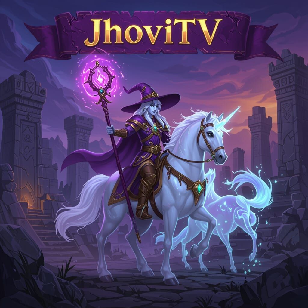 Tibia Elder Druid with Sanguine Rod on Spectral Horse