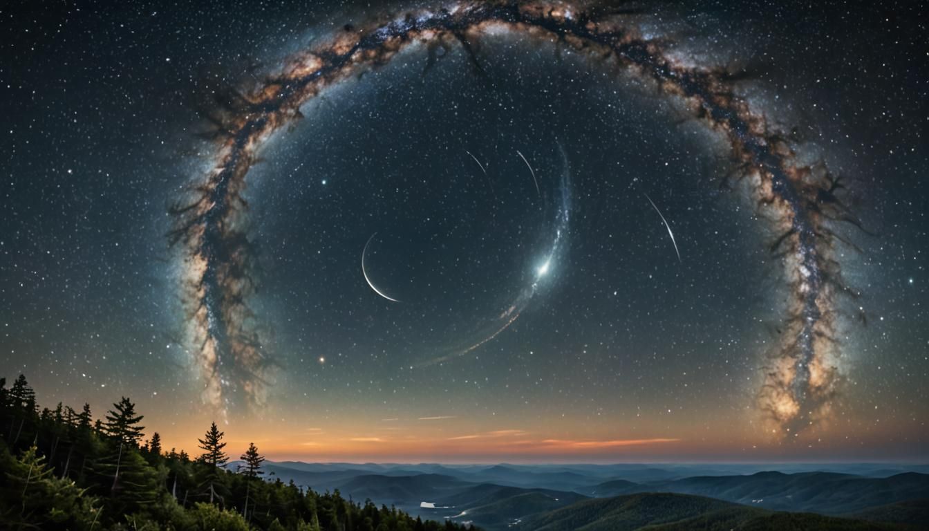 Epic Ocean and Mountain Landscape with Earth Rings