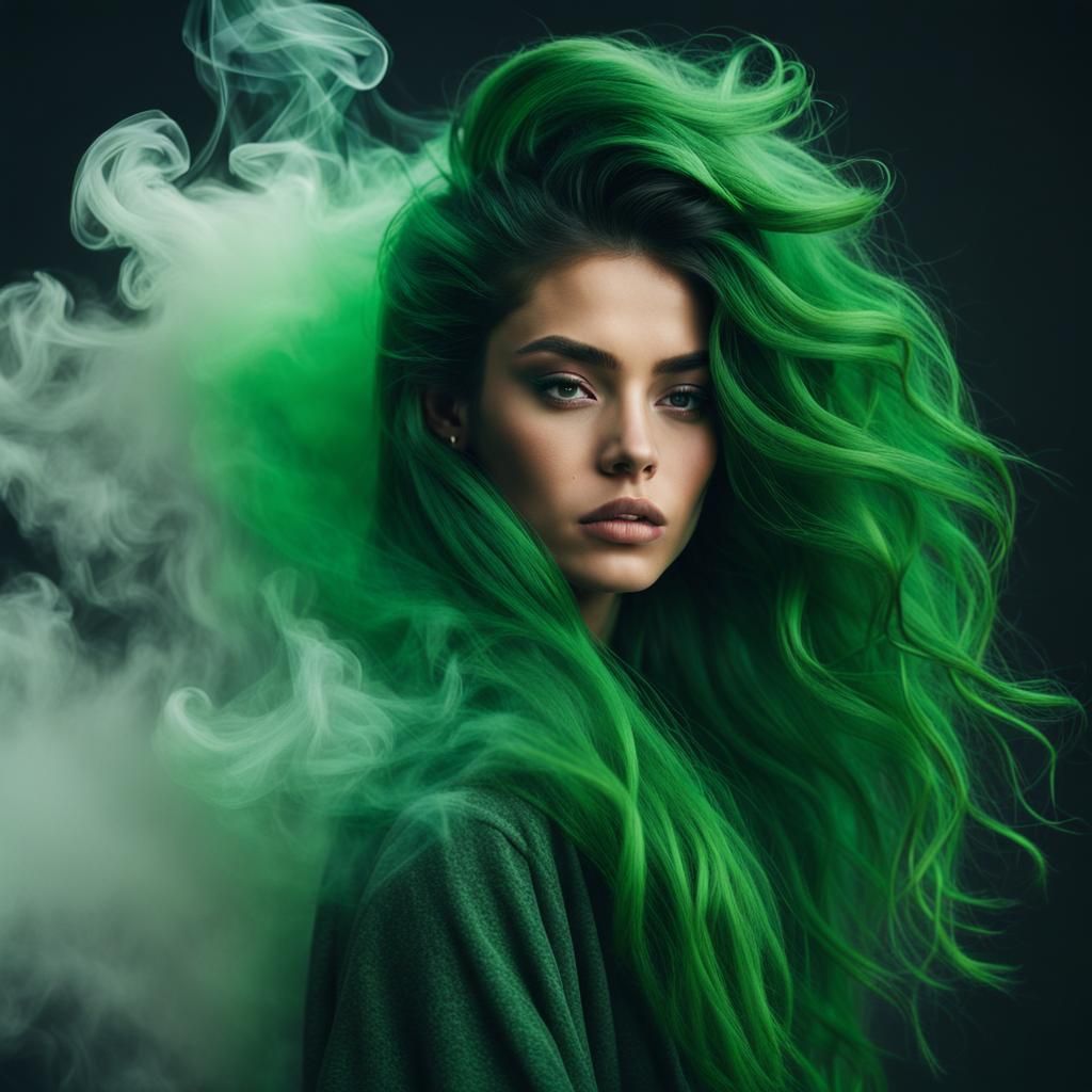 Smokey Woman Portrait with Detailed Face