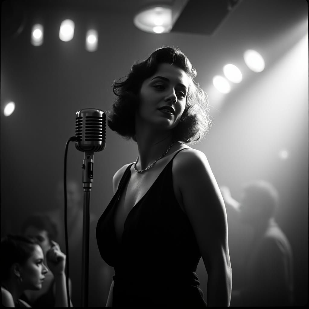 Vintage Jazz Siren Captivates Smoky Club Audience in Film No...