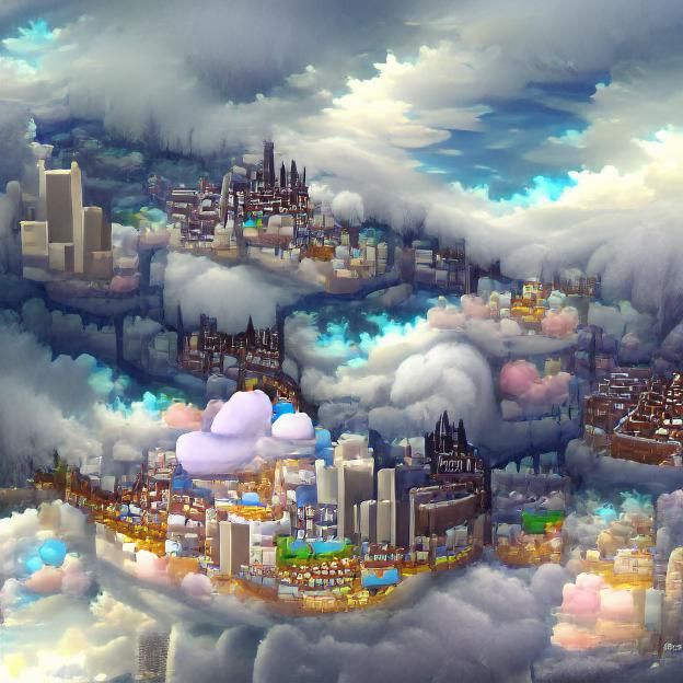 Futuristic Cityscape Above the Clouds