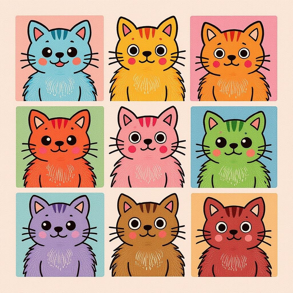 Whimsical Furry Critters on Vintage Poster