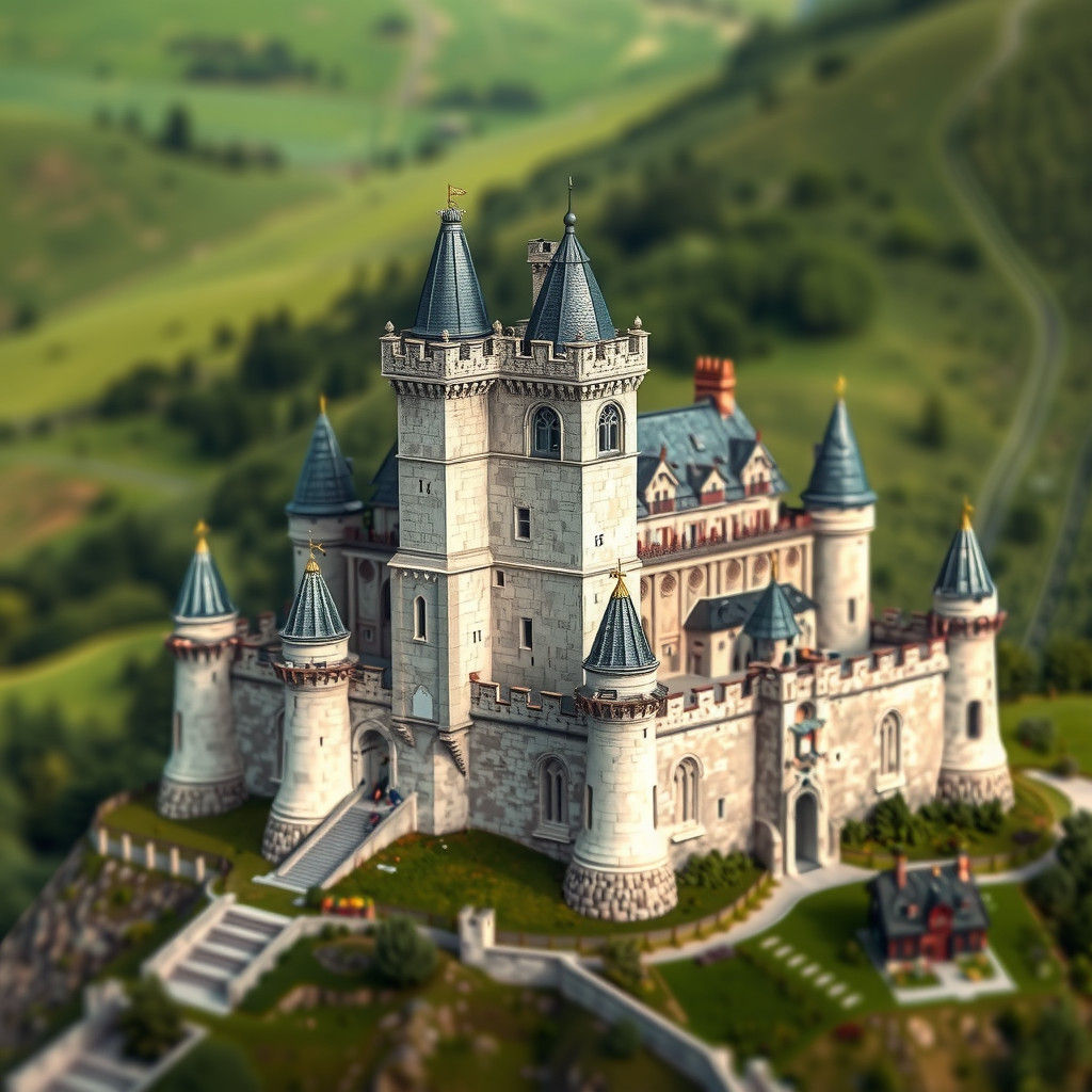 Majestic Medieval Castle in Tilt-Shift Style