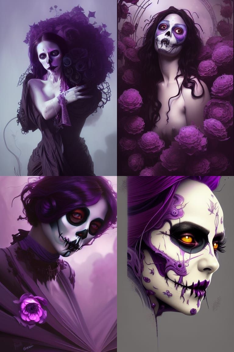 Bella Muerte Portrait with Purple Flowers