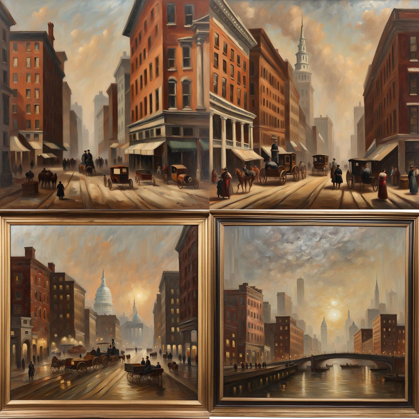 19th Century US Cityscape Oil Painting