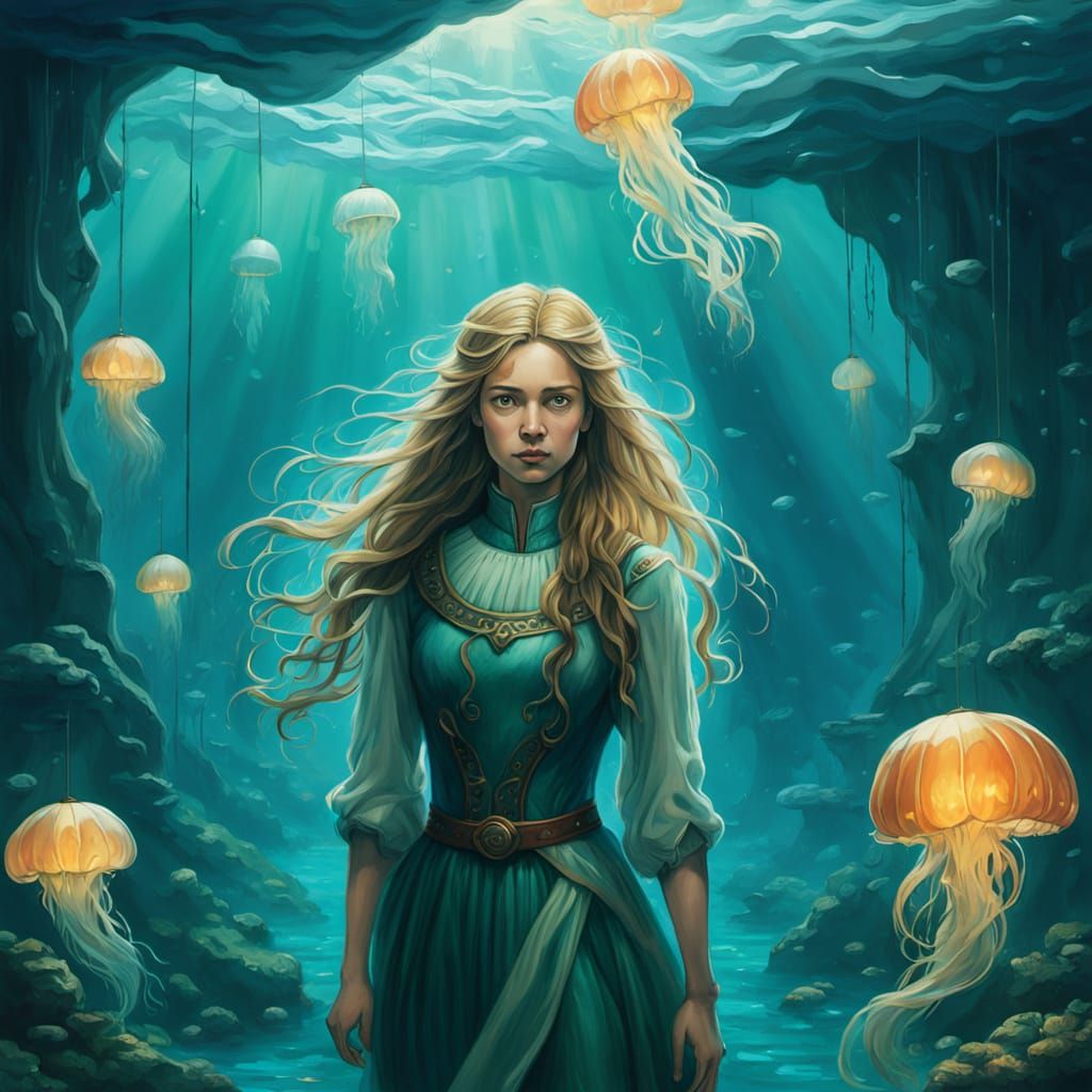 Rán, Norse Goddess of the Sea, in Oil Painting Style