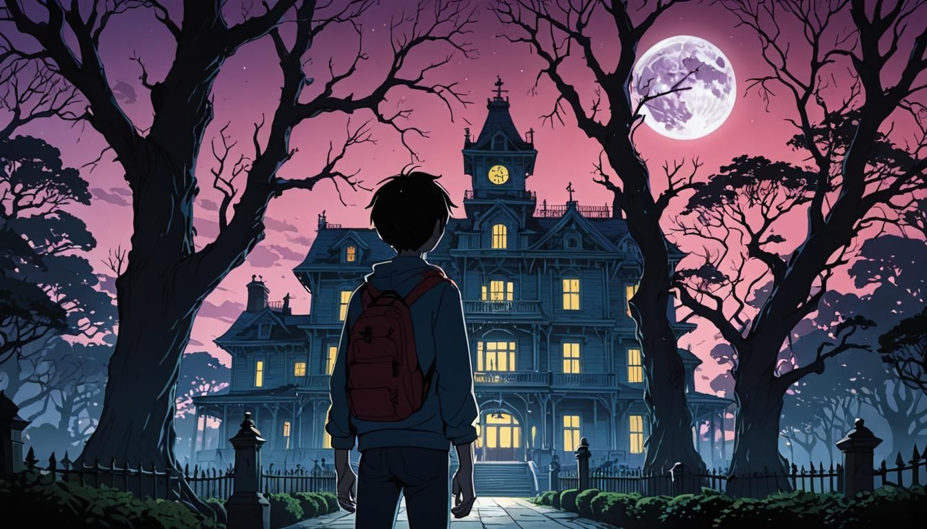 Greg Heffley at Haunted Mansion, Dark Fantasy Anime