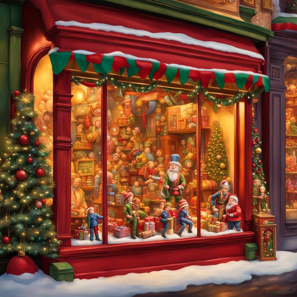 A Christmas Toy Shop Window Display