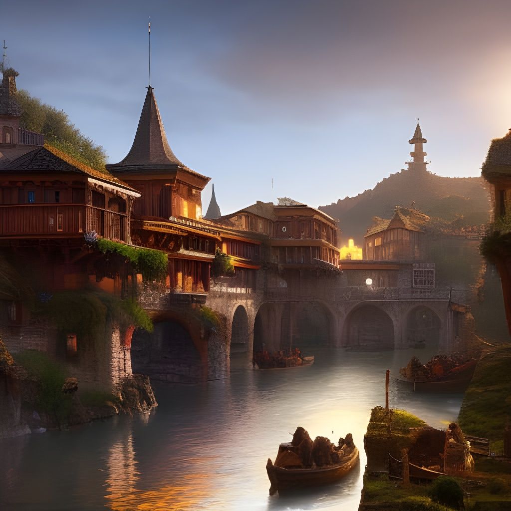 Beautiful Medieval Town Concept Art