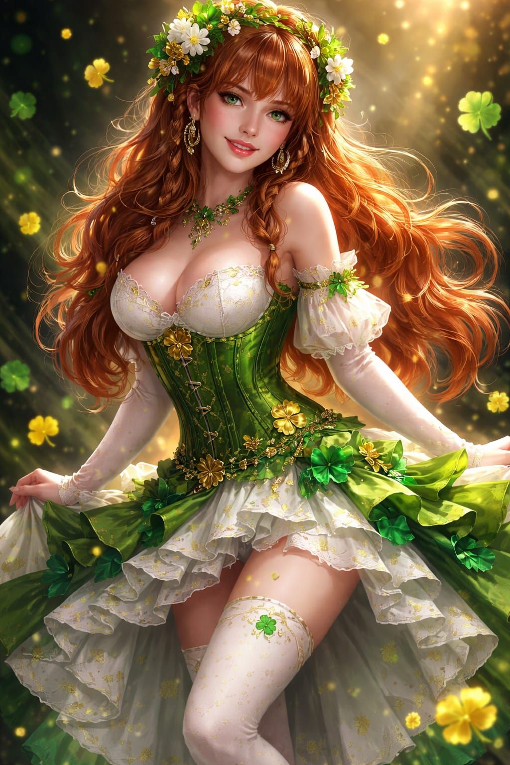 St. Patrick's Day Woman in Elegant Gown