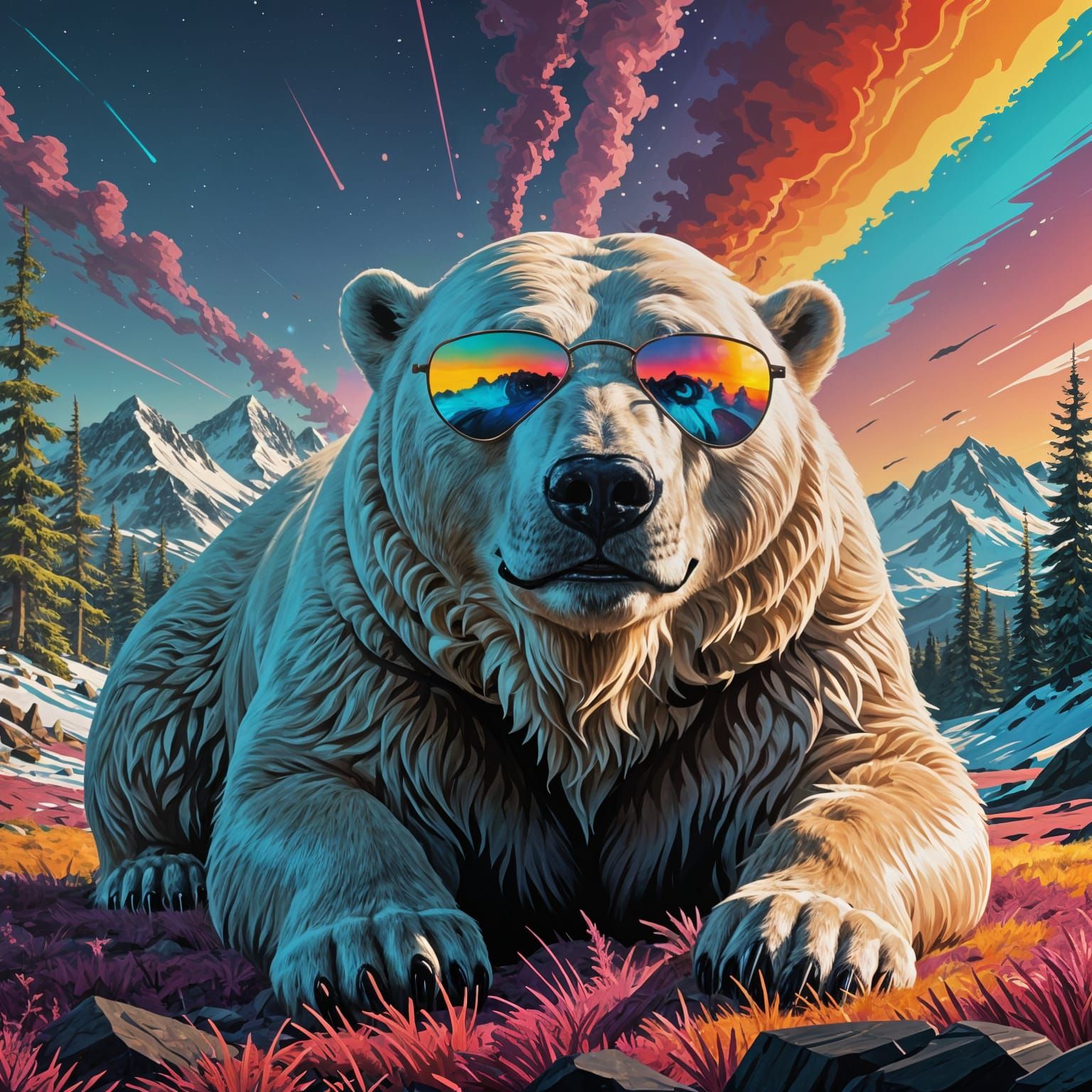Farting Polar Bear Unleashes Vibrant Aura Borealis