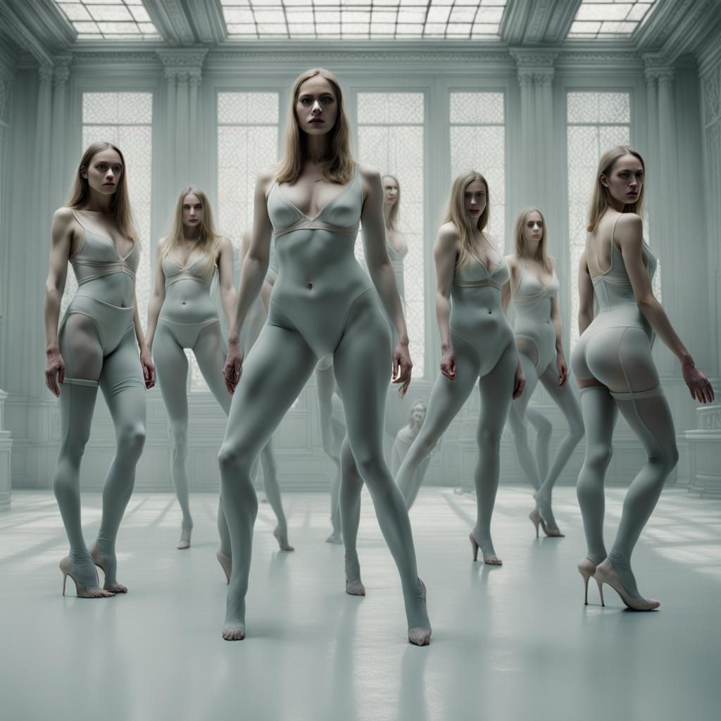 Realistic Photo of Models in Opaque Pantyhose