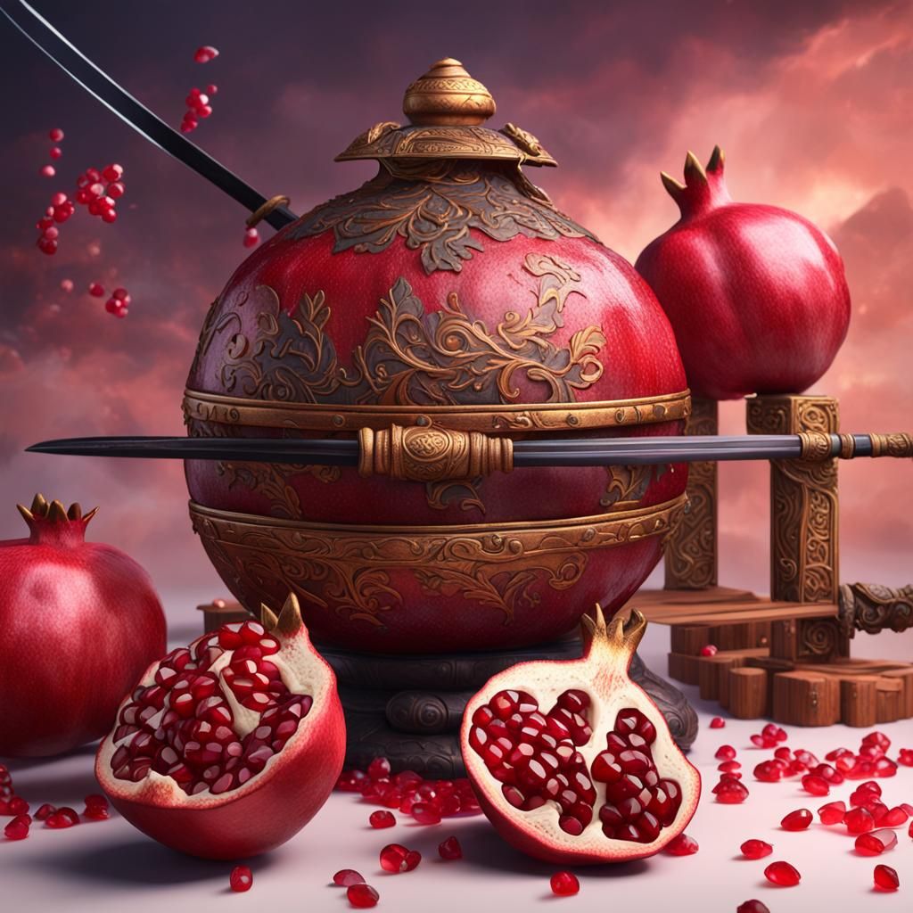 Pomegranate Katana: Detailed Matte Painting
