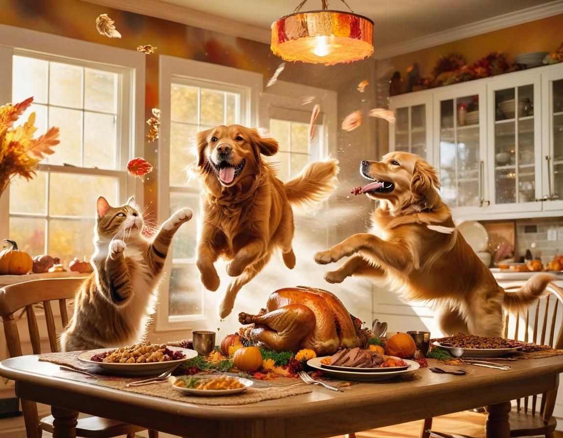 Thanksgiving Dinner Chaos: A Whimsical Still Life