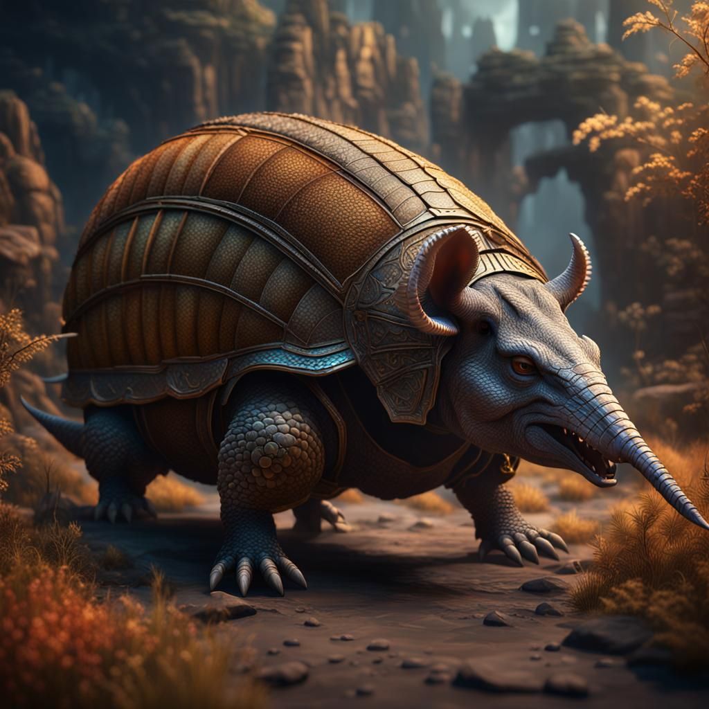 Detailed Armadillo Matte Painting in Deep Color