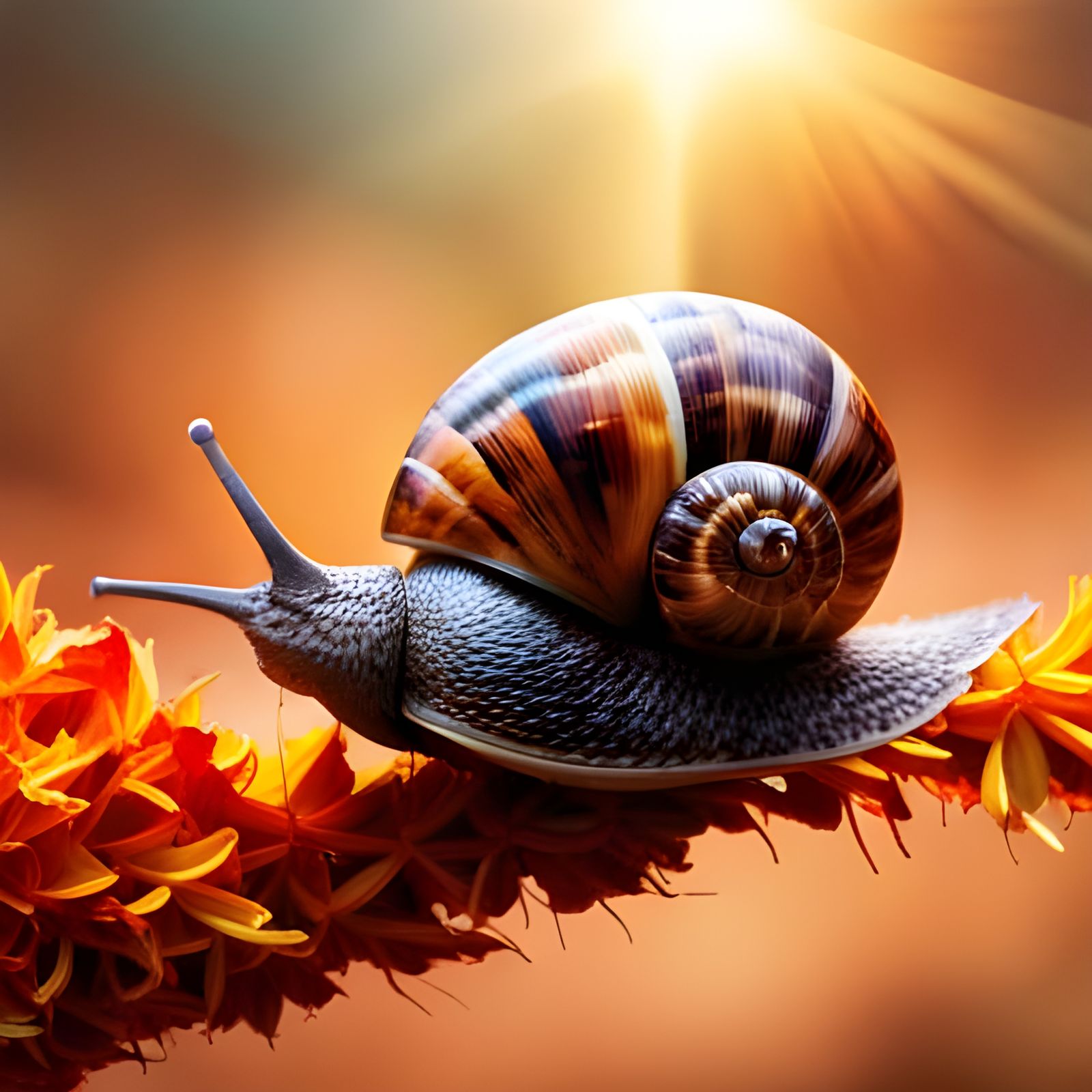 Fiery Snail Trail in Hyperrealistic Detail