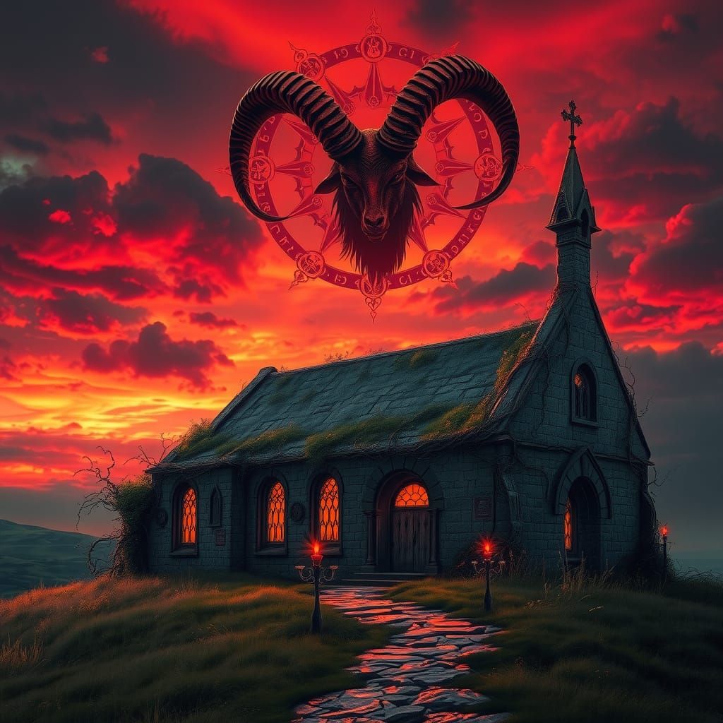 Decaying Chapel on Windswept Moor in Baroque Style