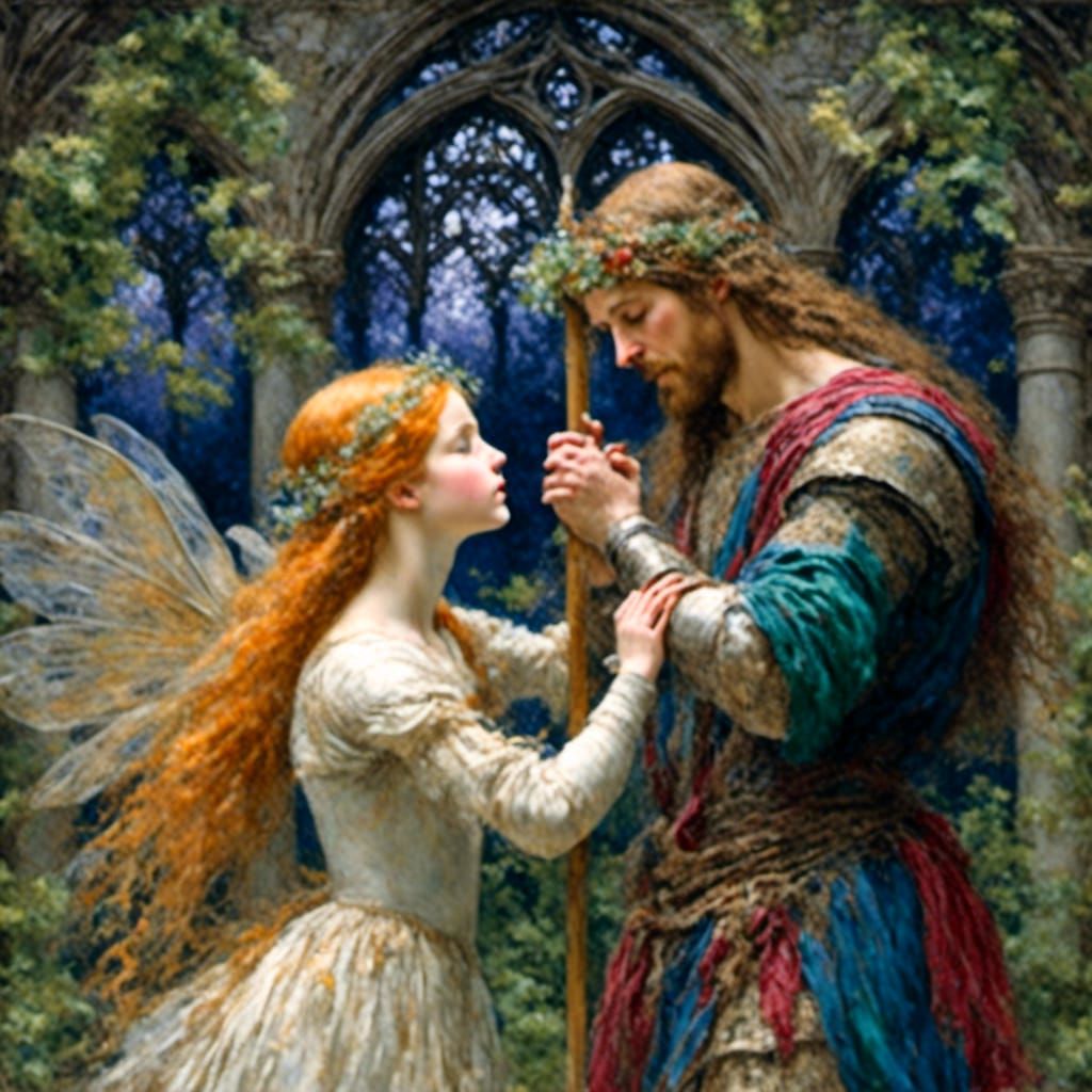 Gothic Pre-Raphaelite Painting: The Accolade