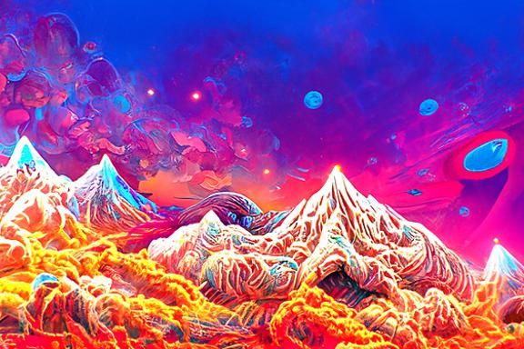 Cosmic Mountain Range in Surrealist Style