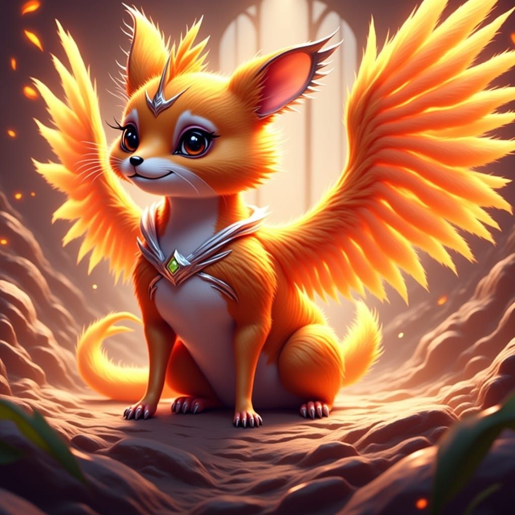 Cute Anthropomorphic Angel Greets You Warmly