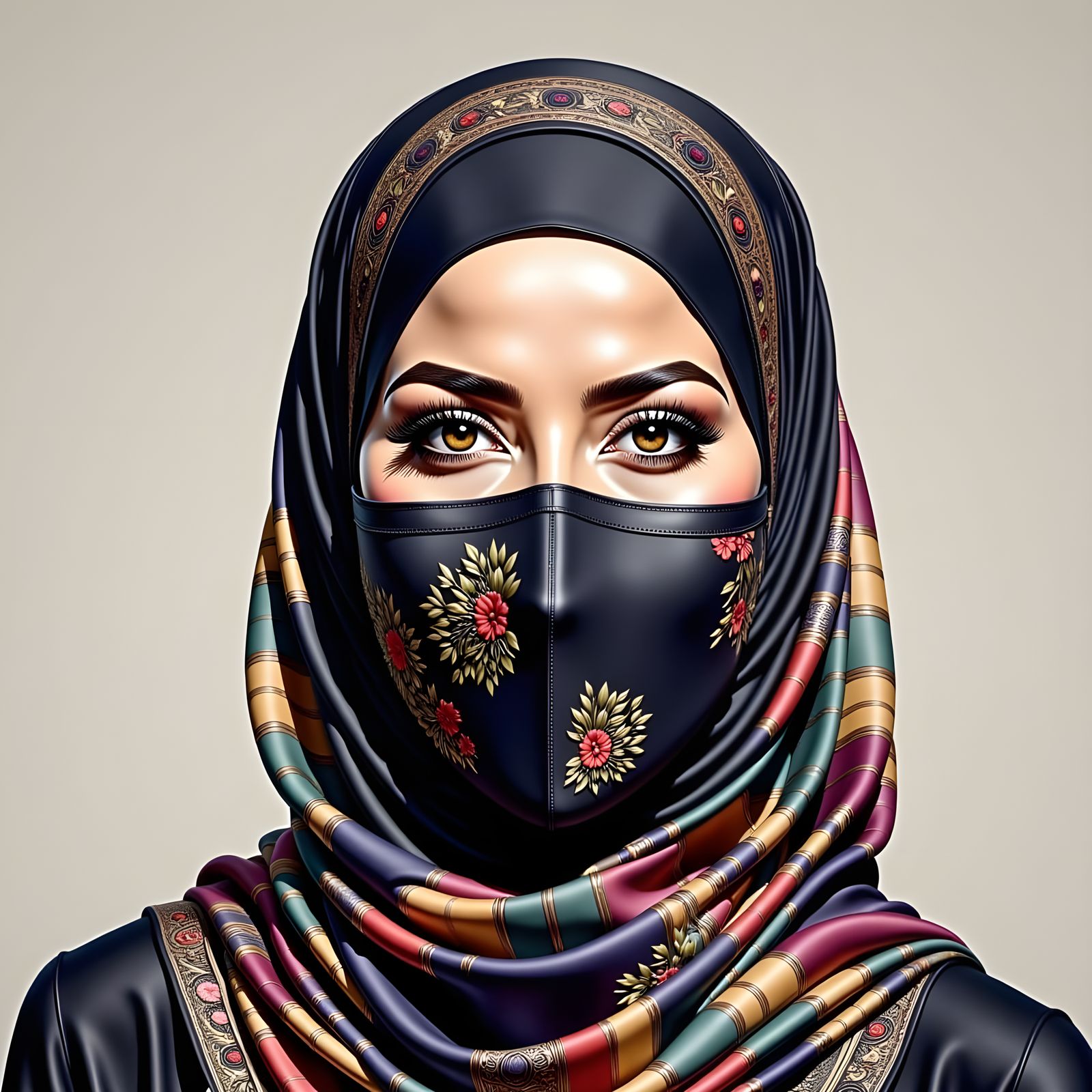Beautiful Hijabi Woman in Hijab and Facemask