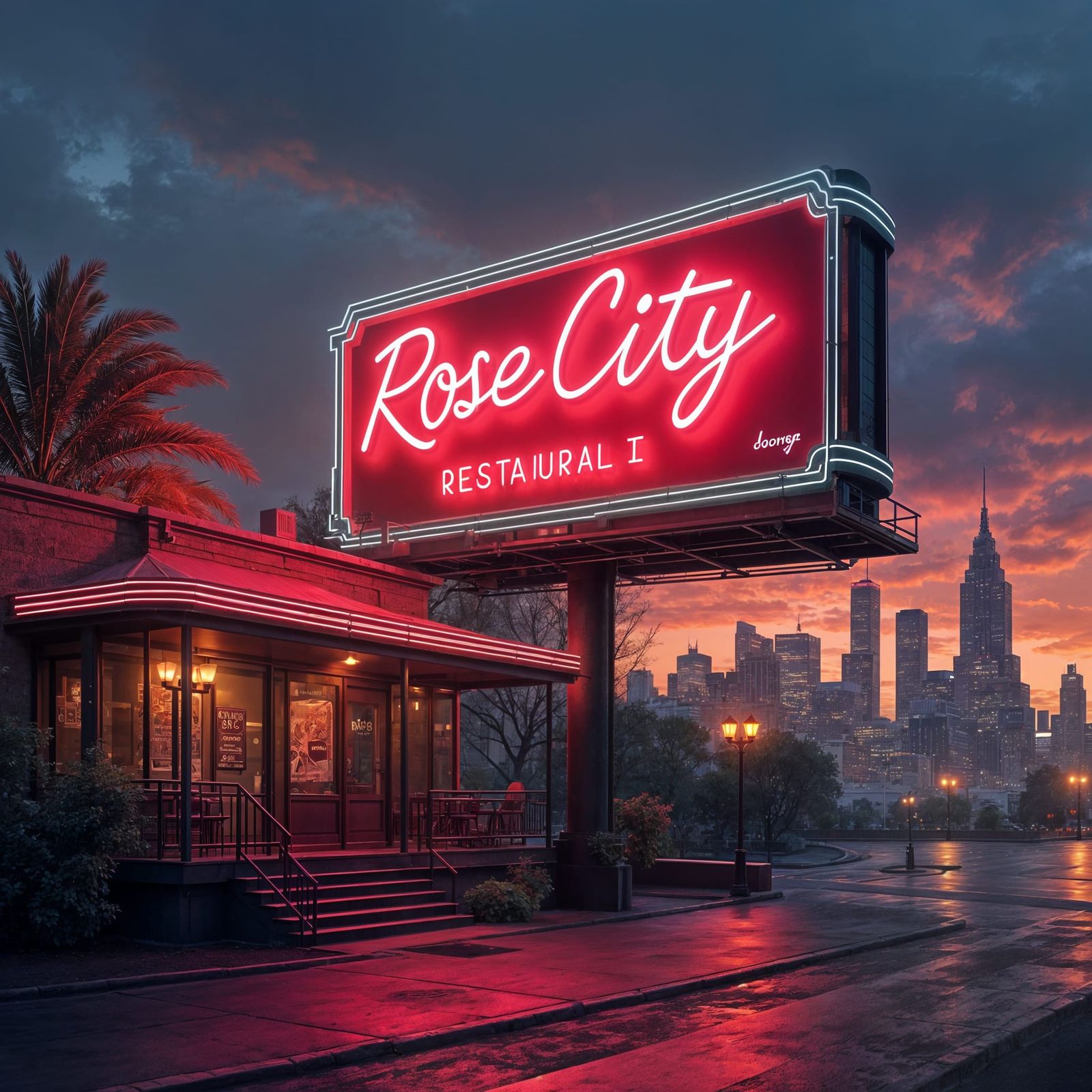 Rose City Royal Billboard in Futuristic Style