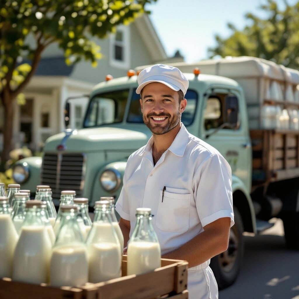 Vintage Milkman Scene in Photorealistic Style