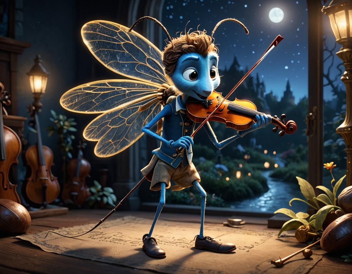 Mosquito Plays Stradivarius Violin in Moonlight