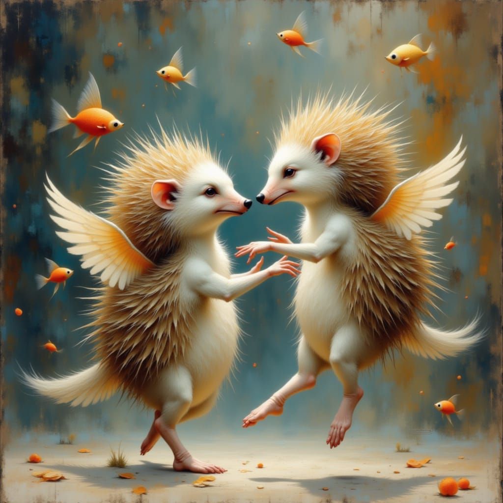 Winged Hedgehogs Ballet, Dürer Style