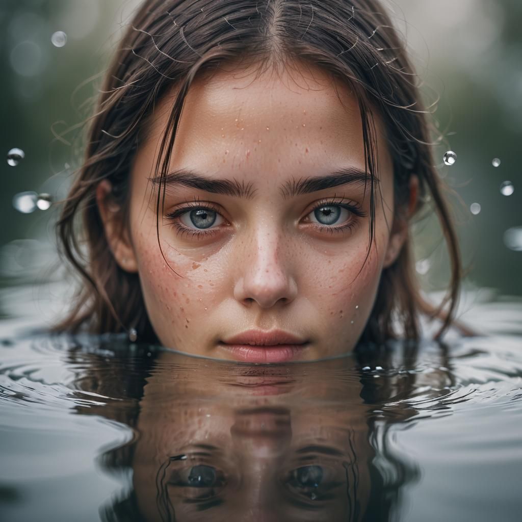 Water Droplet Reflecting Sadness: Macro Photography