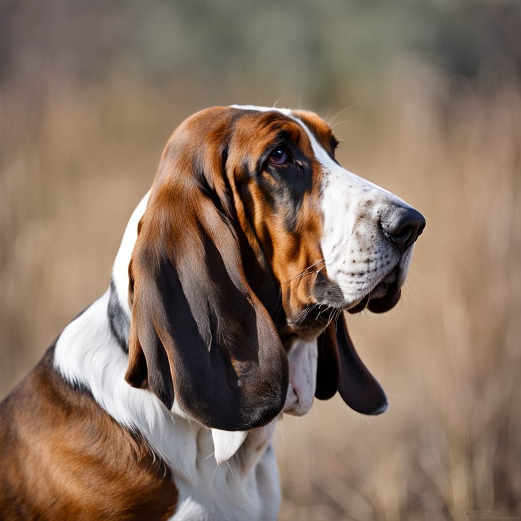 Basset Hound Close Up with Melancholy Expression