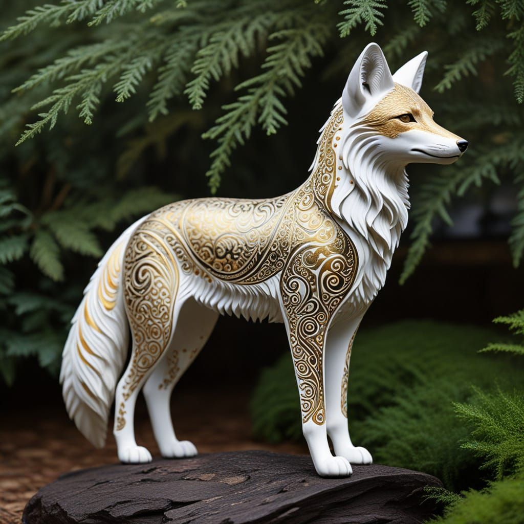Elegant Doe Fox Hybrid in Mystical Golden Hues