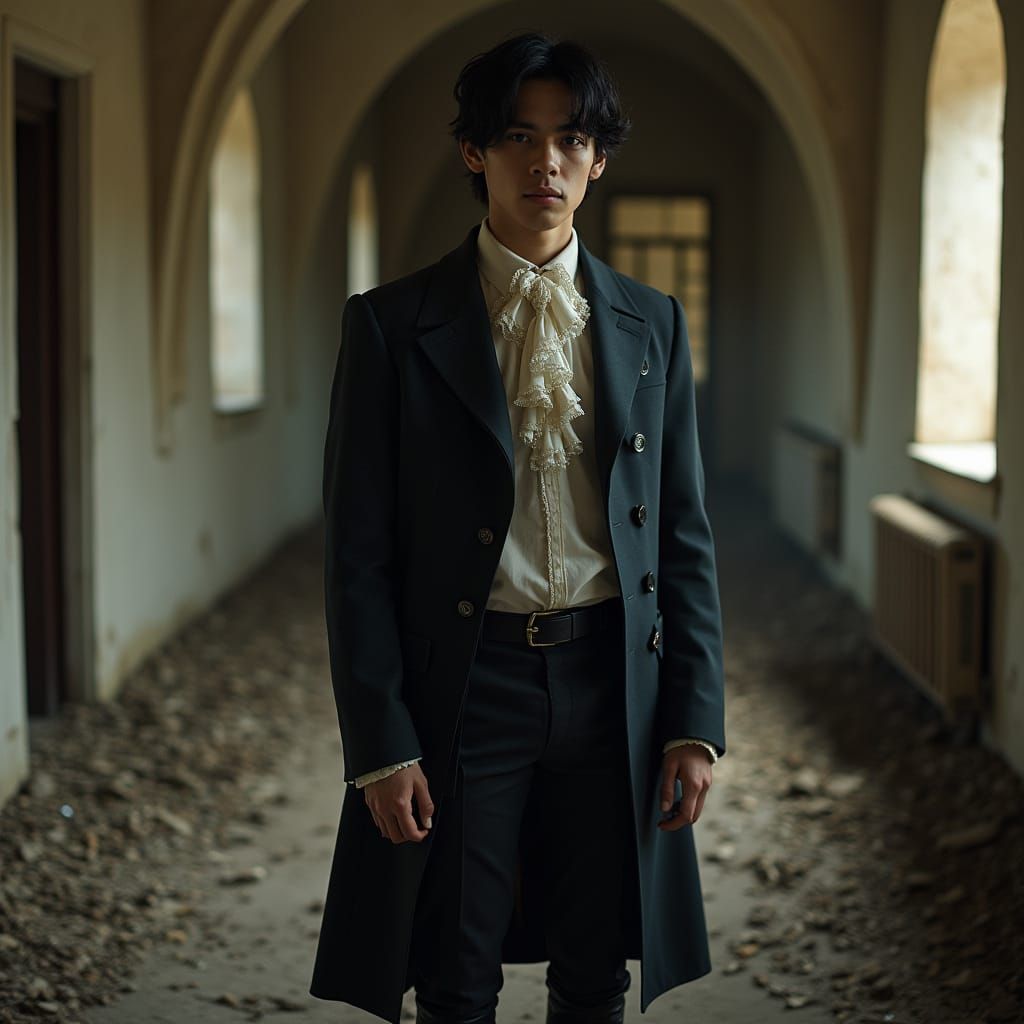 Victorian Man in Abandoned Rectory: Photorealistic Digital A...