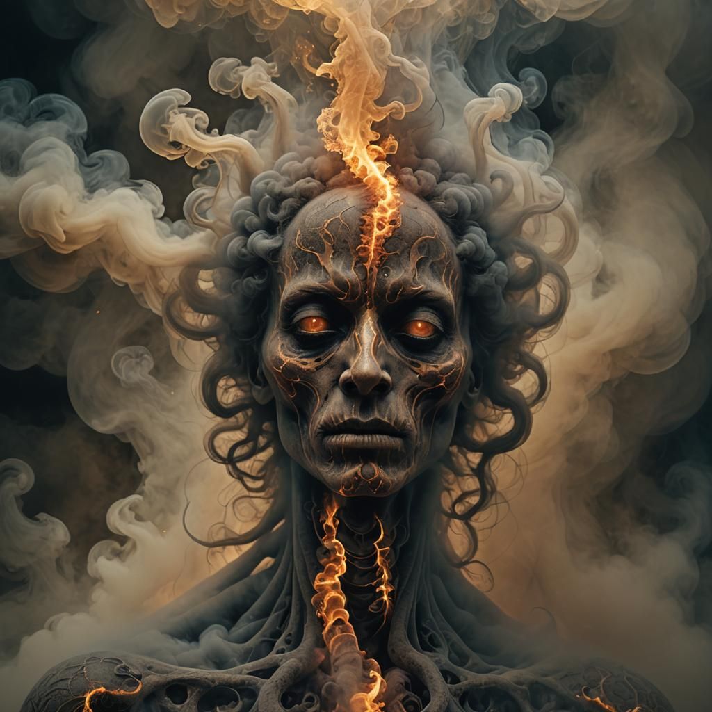 Terrifying Smoky Creature Radiating Ethereal Glow